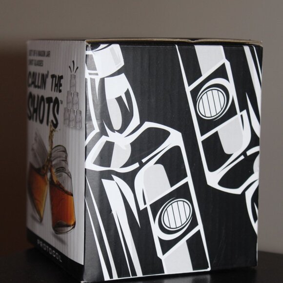 Protocol Calling the Shots Set of 6 Shot Glasses Mason Jars Cheers Gift Novelty - Picture 2 of 6